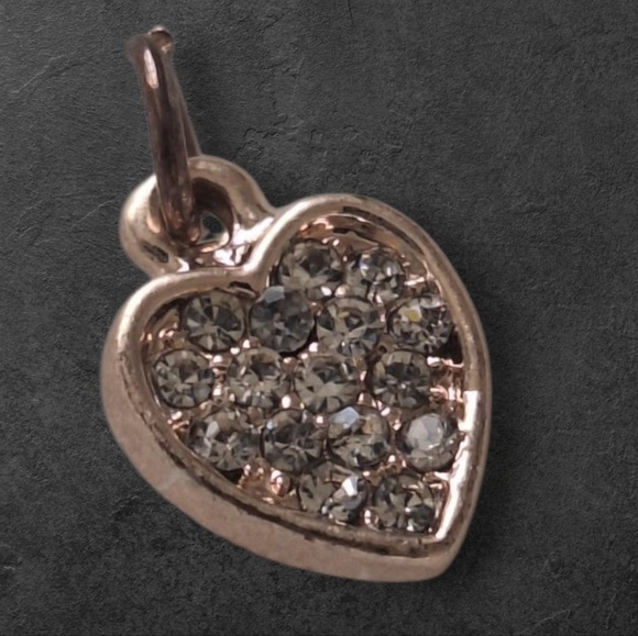 Rose Gold Heart Charm with Sparkling Stones - Picture 3 of 5